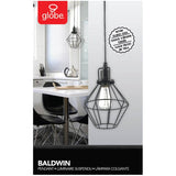 Baldwin Pendant Light Fixture - Matte Black with Hardwire Cage