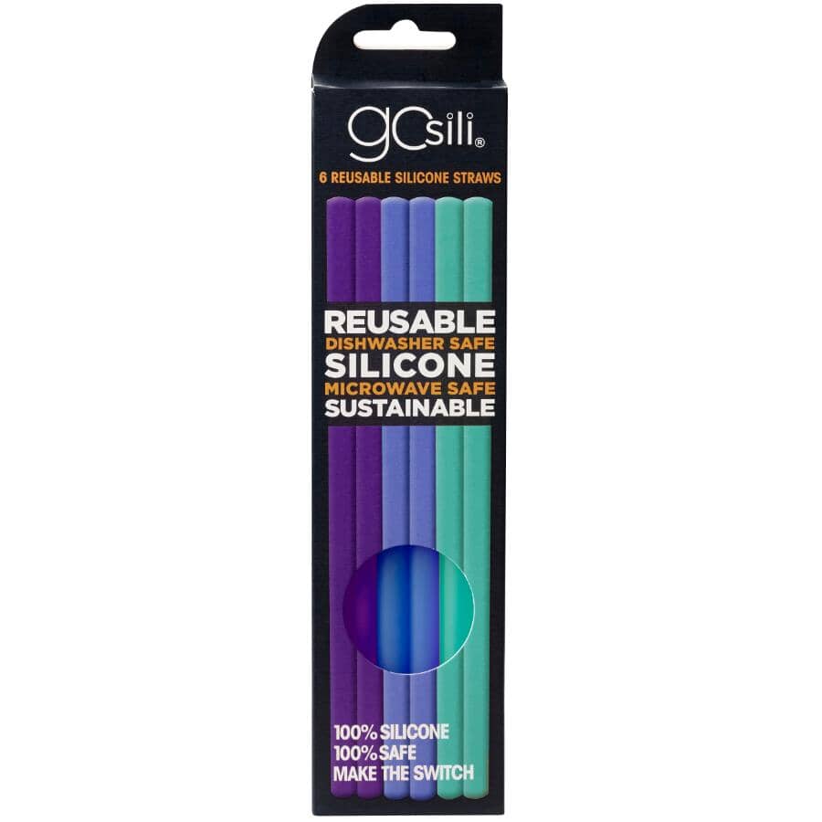 Reusable Silicone Straw Set - 6 Piece