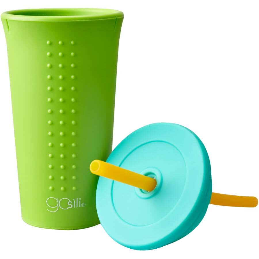Silicone Tumbler with Straw - Lime & Sea, 16 oz