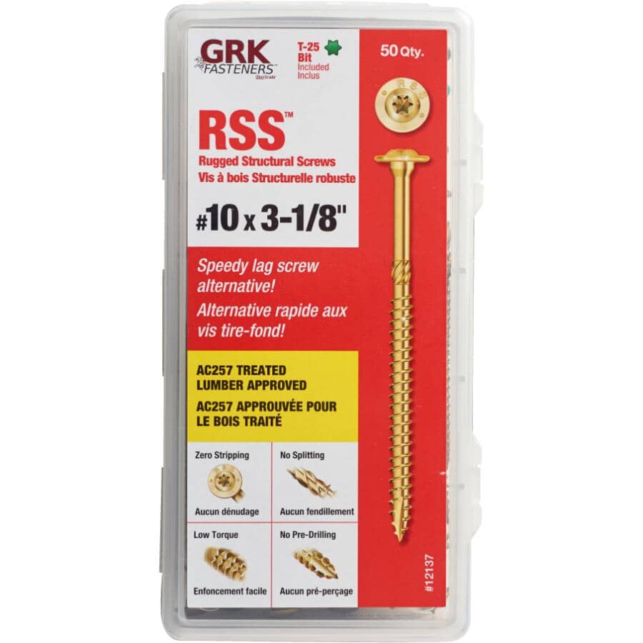 #10 x 3-1/8" Star-Drive Round-Head Rugged Structural Screws - 50 Pack
