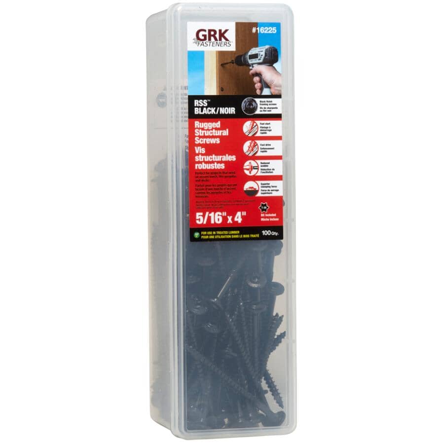 5/16" x 4" RSS Star Drive Structural Wood Screws - Black, 100 Pack