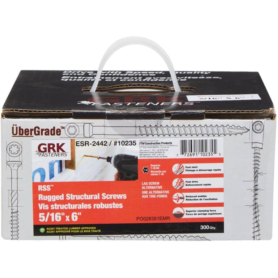 5/16" x 6" RSS Climatek Star Drive Structural Screws - 300 Pack