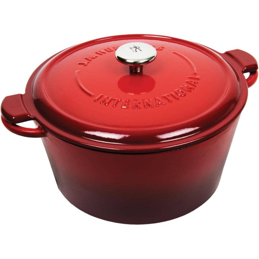Cast Iron Round Dutch Oven - Red, 5.5 Qt