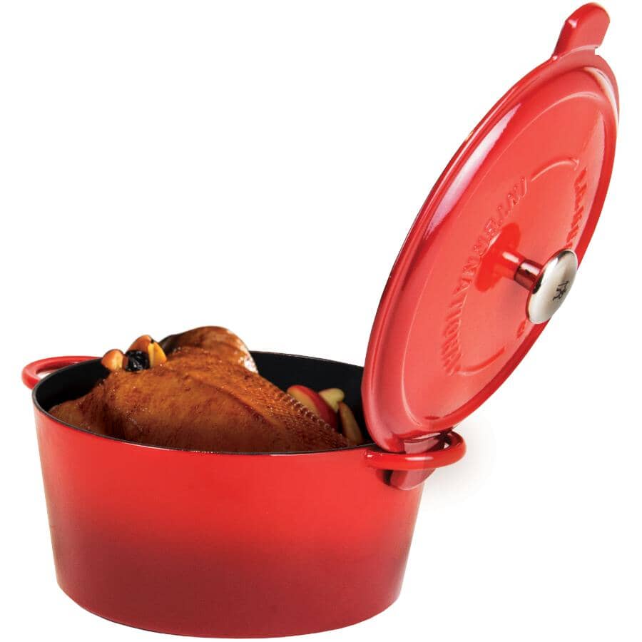 Cast Iron Round Dutch Oven - Red, 5.5 Qt