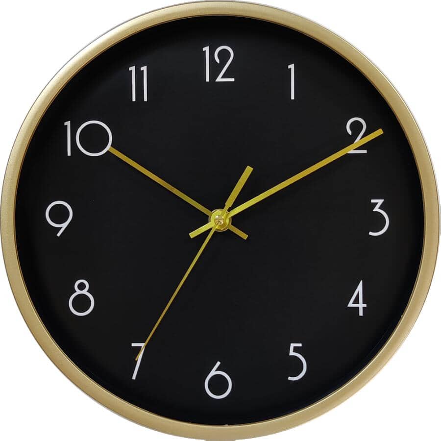 10" Round Wall Clock - Gold & Black