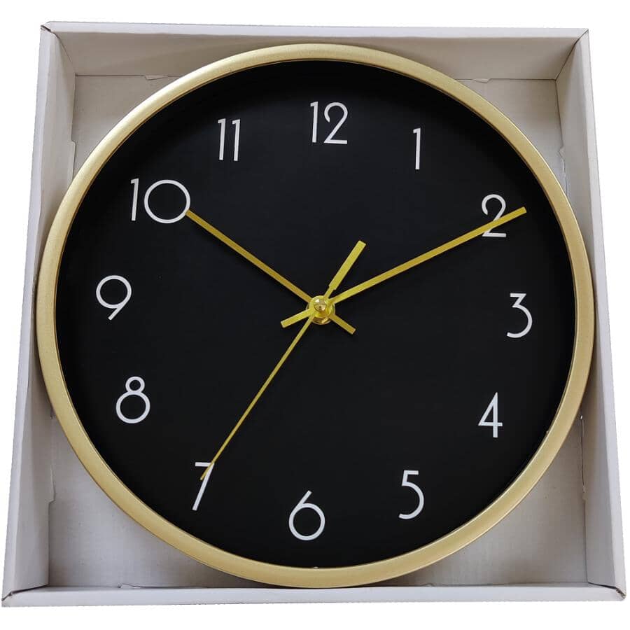 10" Round Wall Clock - Gold & Black