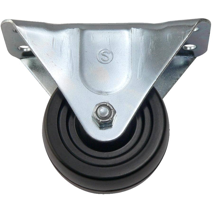 3" 210lb Rubber Rigid Plate Caster
