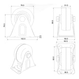 3" 210lb Rubber Rigid Plate Caster