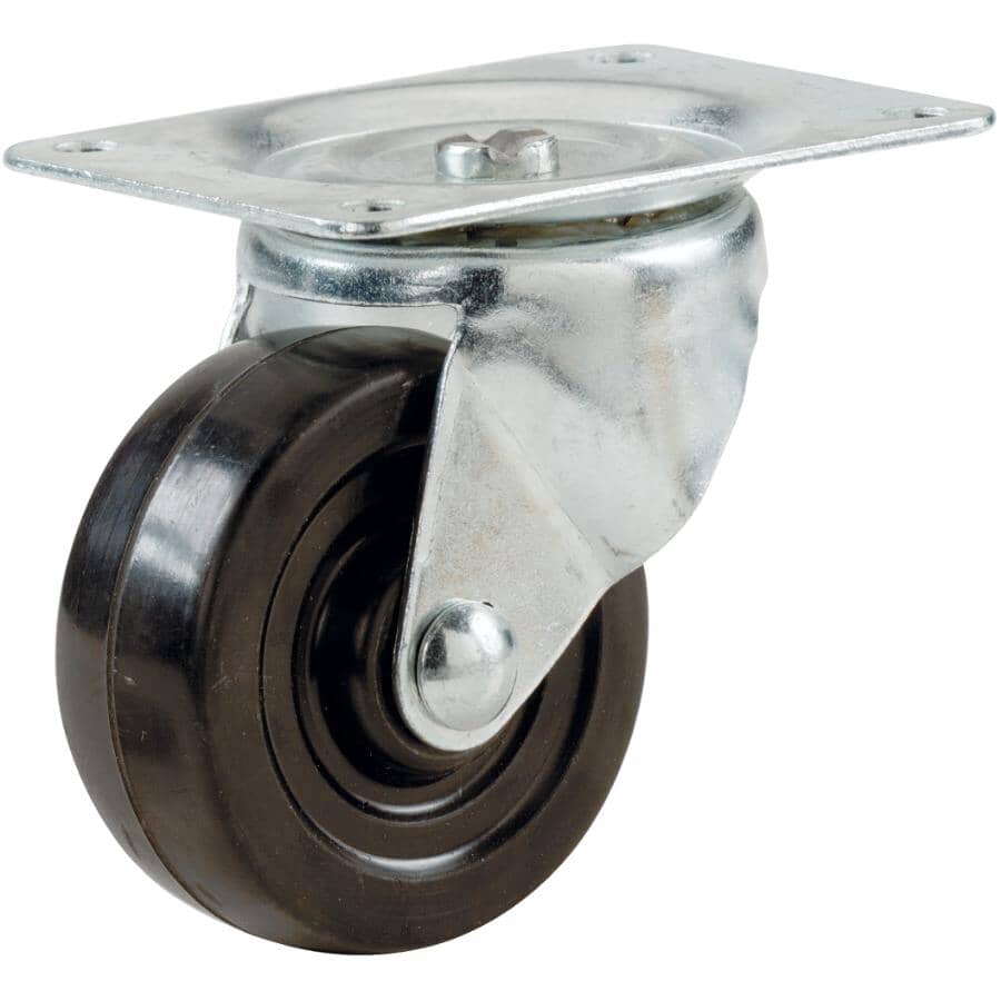 4" 255lb Rubber Swivel Plate Caster