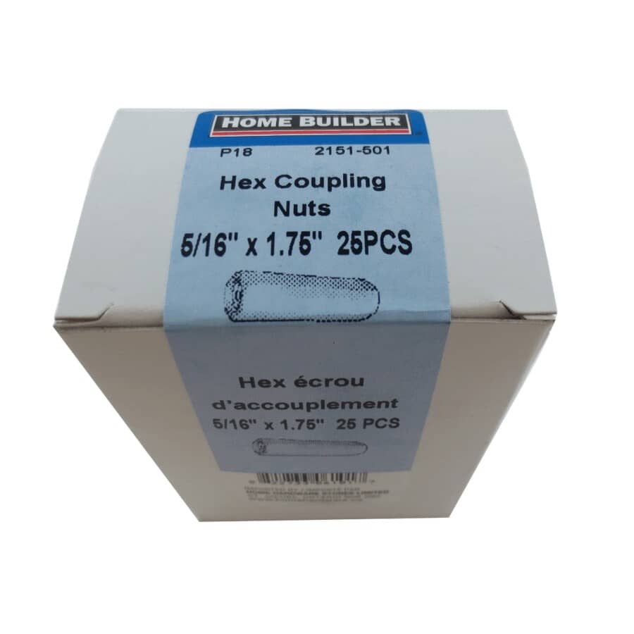 5/16"-18 Zinc Plated Threaded Rod Coupling Nut