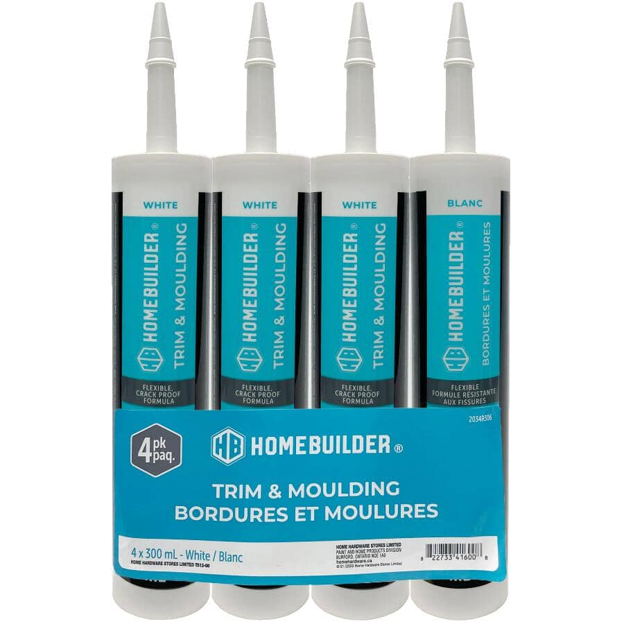 Trim & Moulding Interior Acrylic Caulking - White, 300 ml, 4 Pack