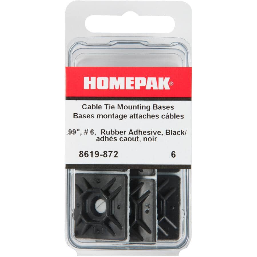 6 Pack Black Rubber Cable Bases