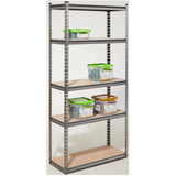 14" x 34" x 72" 5 Shelf Powder Coated Speckled Finish Metal/Wood Shelving Unit
