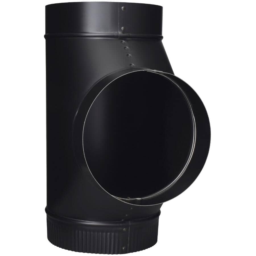7" Diameter 24 Gauge Black Stove Pipe Tee