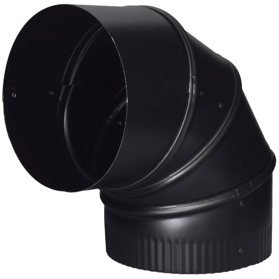 7" Diameter 90 Degree 24 Gauge Black Adjustable Elbow