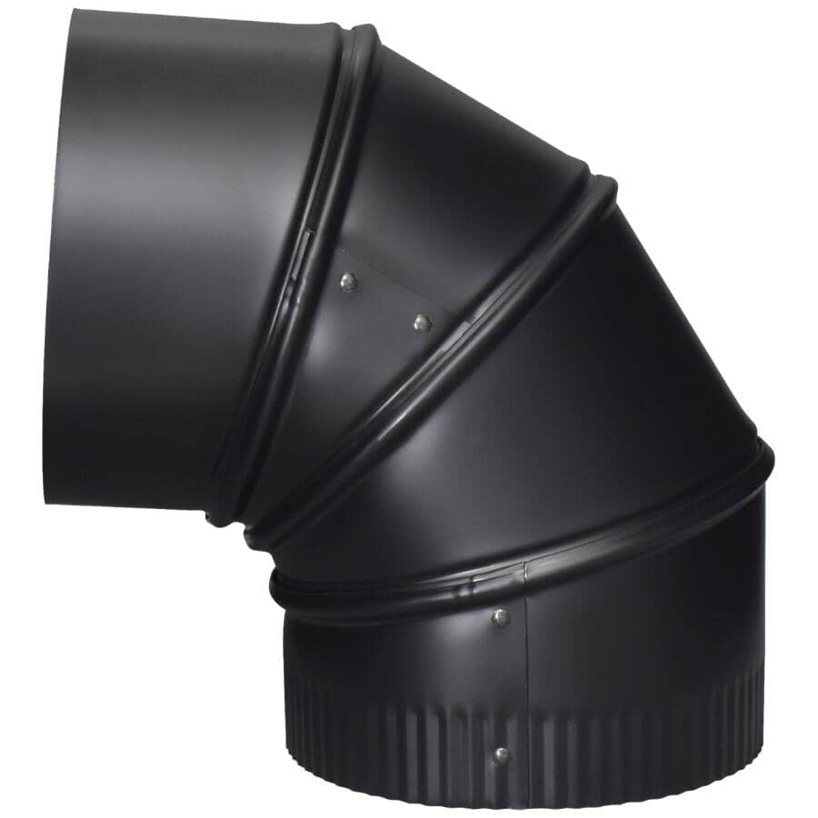 7" Diameter 90 Degree 24 Gauge Black Adjustable Elbow