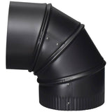 7" Diameter 90 Degree 24 Gauge Black Adjustable Elbow