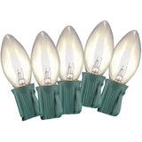 C9 Incandescent Light Set with Green Wire - Clear, 25 Lights