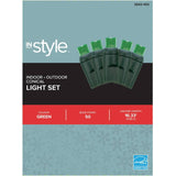 Conical 5 mm Light Set with Green Wire - Green, 50 LEDs