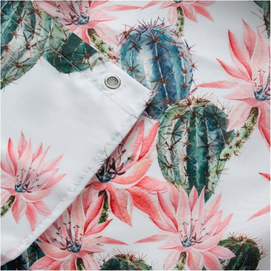 Polyester Shower Curtain - Cactus Blooms, 71" x 71"