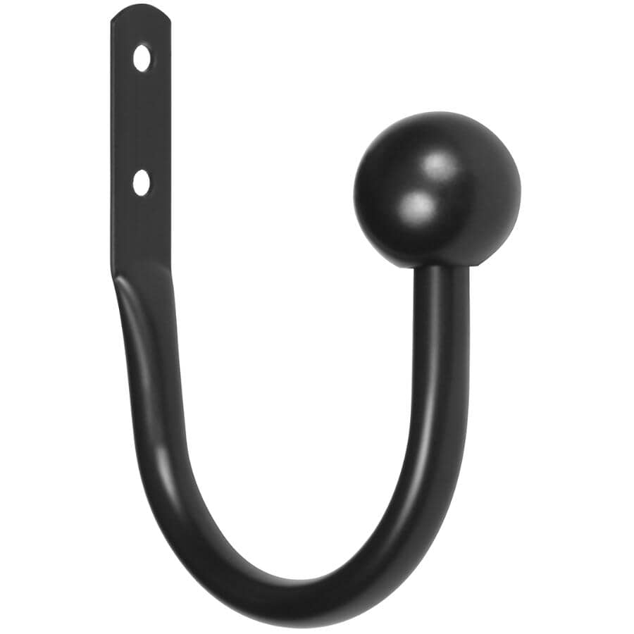 Ball End Drapery Holdbacks - Black, 2 Pack