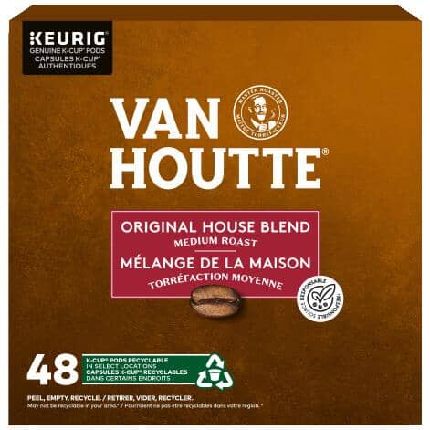 Van Houtte Original House Blend Medium Roast Coffee K-Cup Pods - 48 Pack
