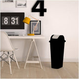 Slim Garbage Can with Stainless Steel Lid - Black, 42 L