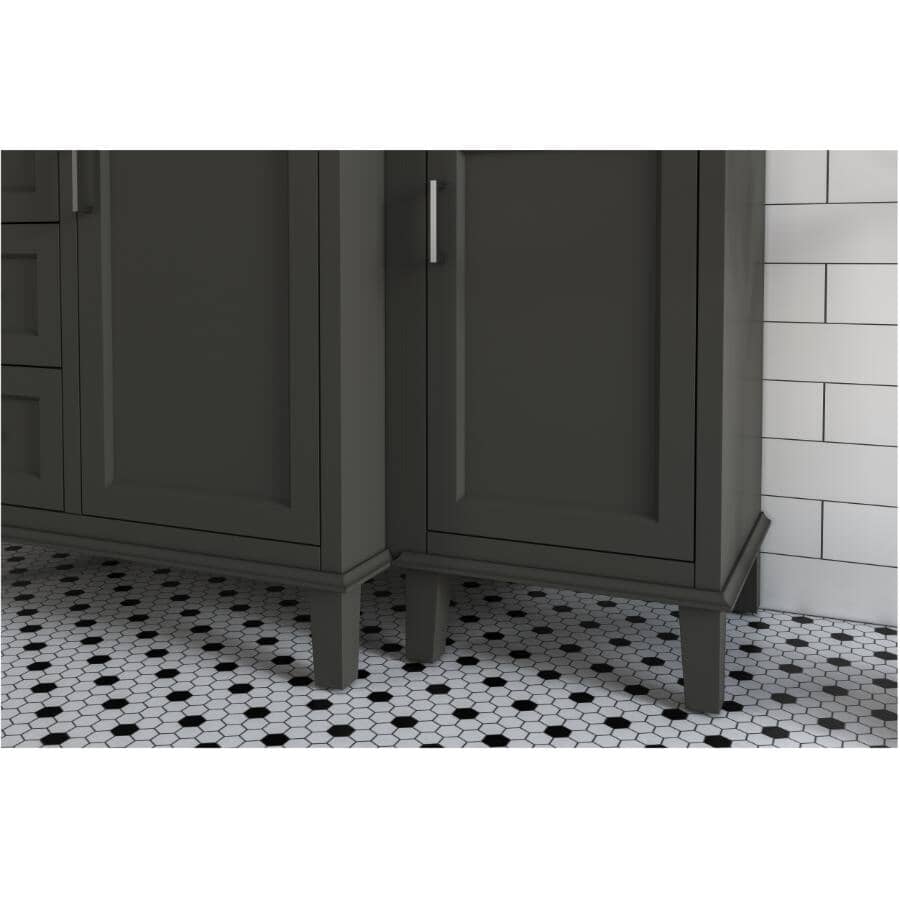 36" W x 22" D Windsor Vanity with Quartz Stone Top -  Single Door + Three Drawers, Charcoal