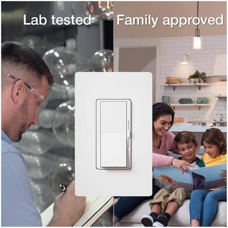 Diva Single Pole + 3 Way Dimmer Switch for CFL and LED Light Bulbs - White