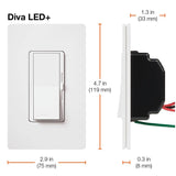 Diva Single Pole + 3 Way Dimmer Switch for CFL and LED Light Bulbs - White