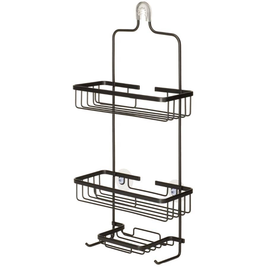 2 Tier Shower Caddy - with Soap Dish, Black
