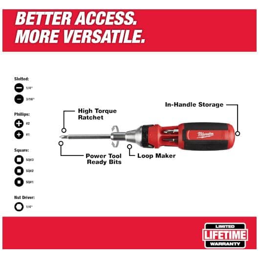 9 In 1 Square Drive Ratcheting Multi-Bit Driver