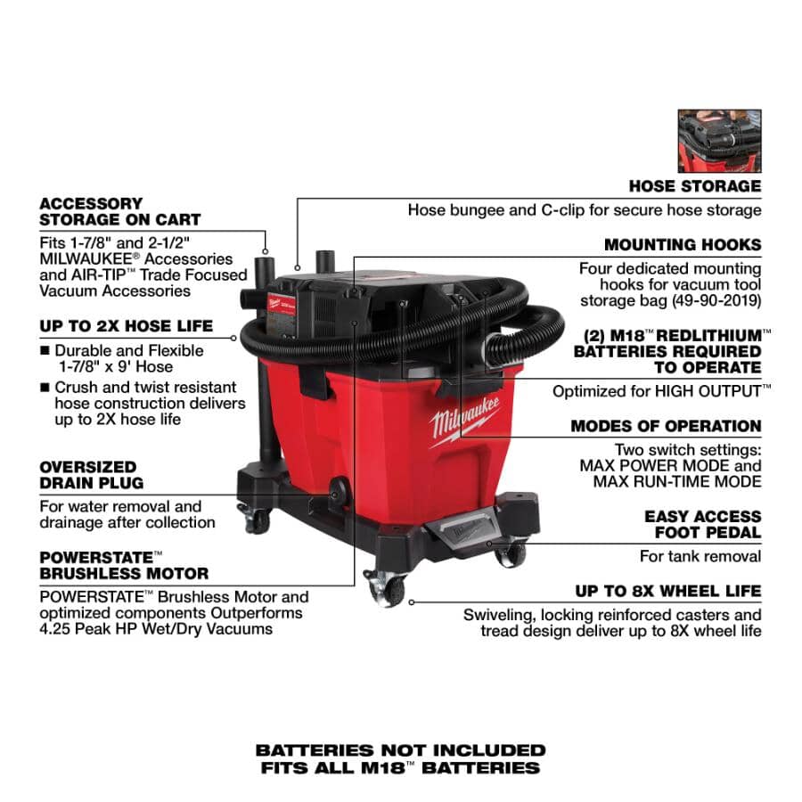 M18 Fuel 9 Gal Wet / Dry Vacuum - 36V