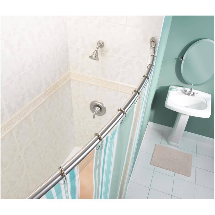 Adjustable Curved Shower Rod - Brushed Nickel, 57" - 60"