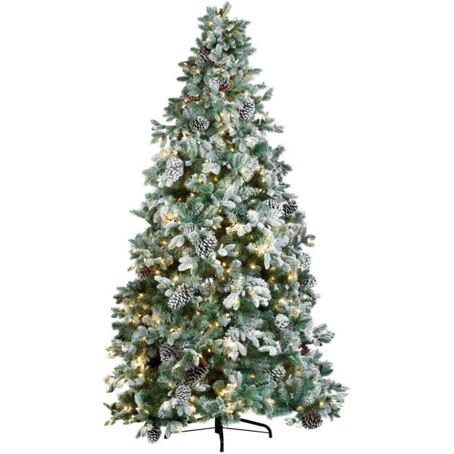 7.5' Iced Pine Christmas Tree - with 500 Warm White LEDs