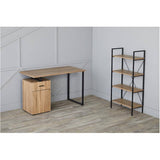 4 Tier Bookcase with Black Metal Legs - Dark Taupe