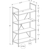 4 Tier Bookcase with Black Metal Legs - Dark Taupe