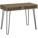 Computer Desk with Black Metal Legs - Dark Taupe