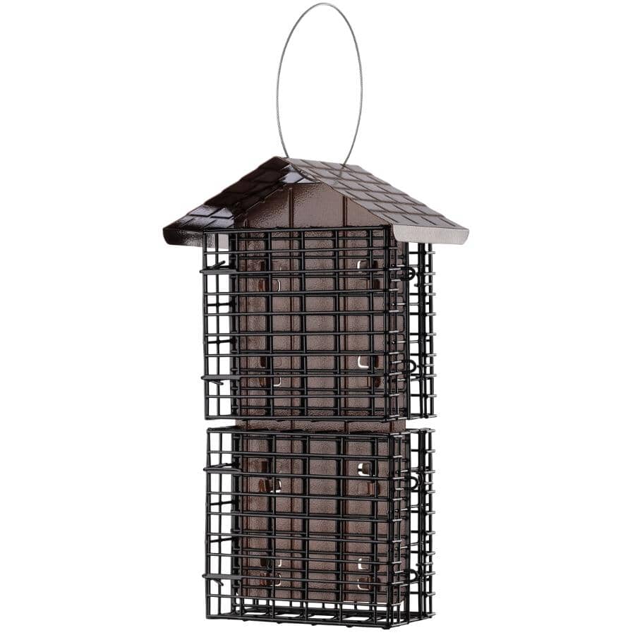 Four Cake Suet Buffet Bird Feeder with Weather Guard - Brown