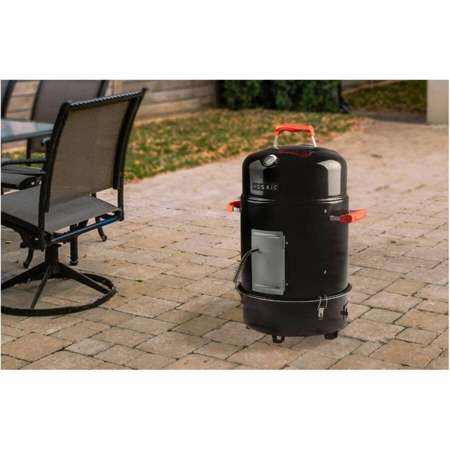Compact Charcoal Bullet Smoker - Black, 376 sq. in.