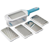 Hand Grater with Container & 5 Interchangeable Blades - Stainless Steel