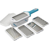 Hand Grater with Container & 5 Interchangeable Blades - Stainless Steel