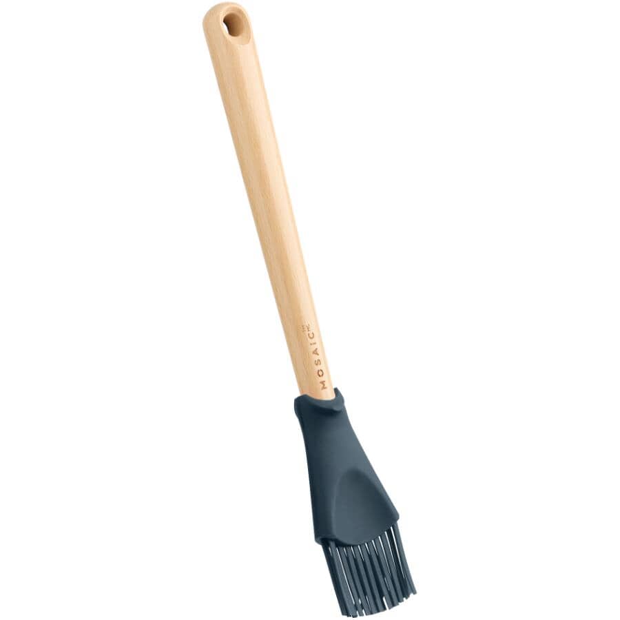 Silicone & Beechwood Basting Brush - Grey, 11.5"