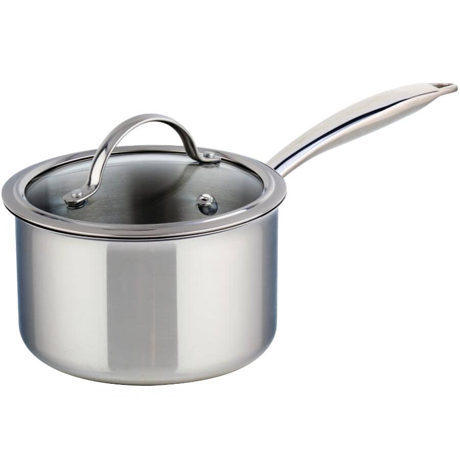 Tri-Ply Clad Stainless Steel Saucepan with Glass Lid - 3 L