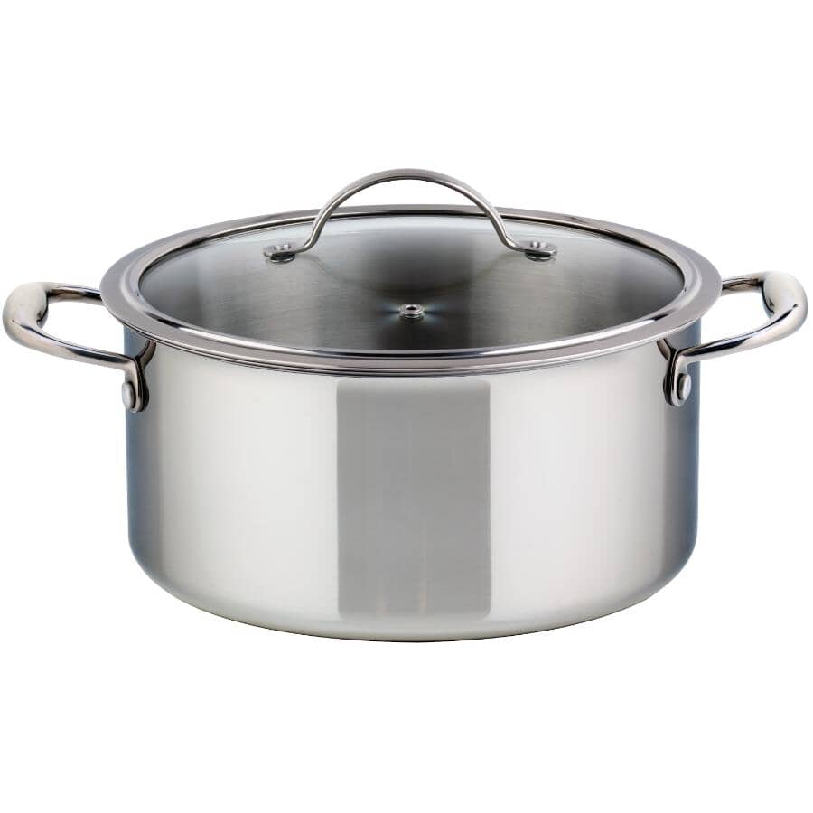 Tri-Ply Clad Stainless Steel Dutch Oven with Glass Lid - 5 L