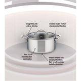Tri-Ply Clad Stainless Steel Dutch Oven with Glass Lid - 5 L