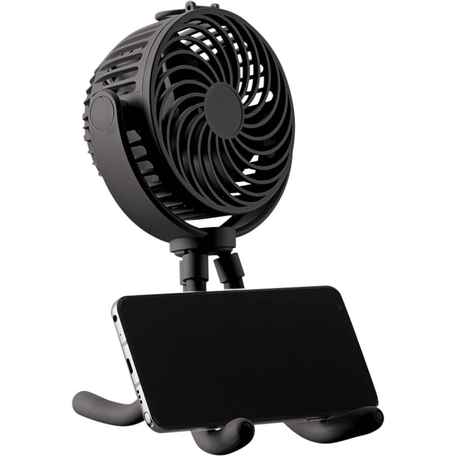 On-the-Go USB Rechargeable Flex Fan - Black