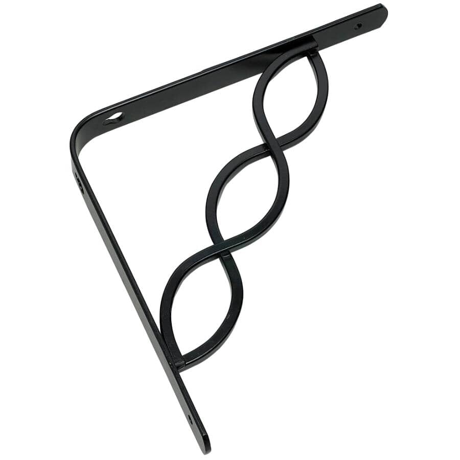 8" Decorative Black Scroll Shelf Bracket