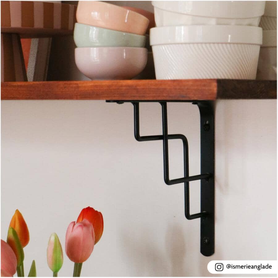 8" Decorative Scroll Shelf Bracket - Black
