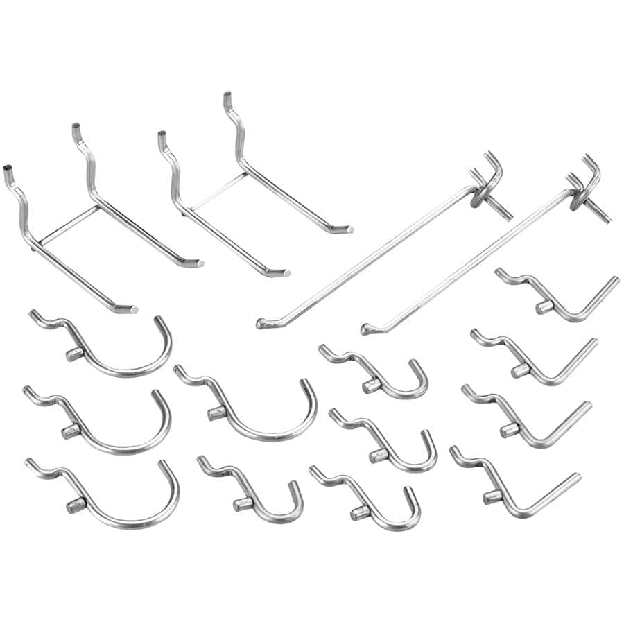 Garage Peg Hooks, for 1/4" Pegboard - 16 Pack, Assorted Hooks